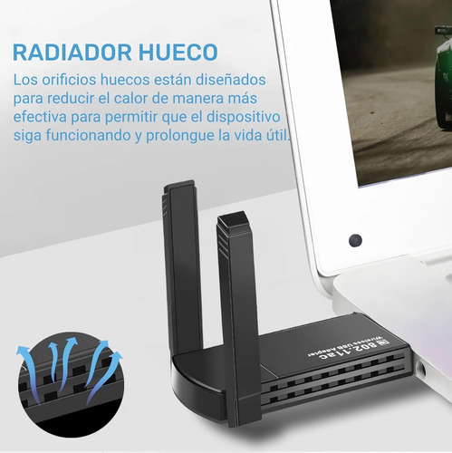 Adaptador Wifi Usb 1300mbps 5dbi Wifi Receptor
