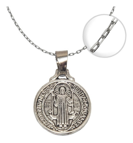 Imagen 1 de 3 de Colgante Medalla San Benito Cadena + Cajita / Todojoyas