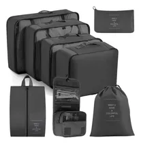 Comprar Organizadores De Maletas Para Viaje Impermeable Set 8 Piezas Color Negro