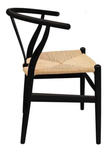 Silla Wishbone Madera Cuerda Natural By Promobel Color De La Estructura De La Silla Negro