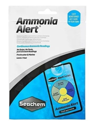 Ammonia Alert Seachem Teste Permanente De Amônia Dura 1 Ano 