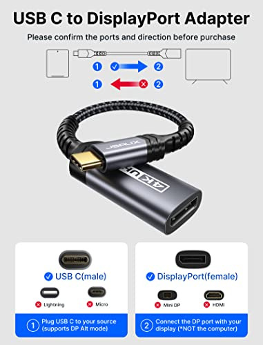 Adaptador Jaux Usb Tipo C A Displayport 4k @60hz, C A Pantal