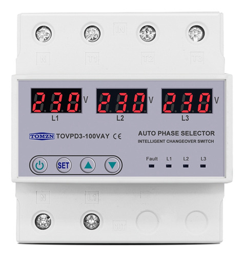 Voltímetro Selector De Fase Trifásico 3p+n 100a Con Ajuste