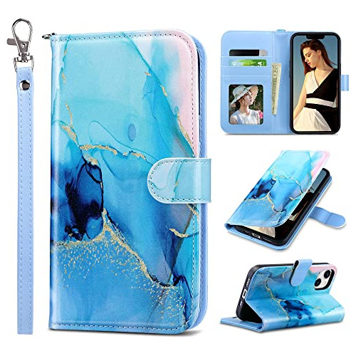 Funda Cartera Para iPhone 14 2022 6.1 Pulgada Marble Abst-02