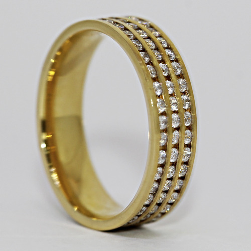 Aliança Reta Ouro 18k Com 150 Diamantes