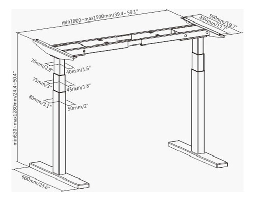 Mesa Com Regulagem Altura Elétrica Slikdesk Lift Sem Tampo