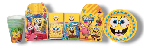 Bob Esponja Kit Fiestas De Cumpleaños Cajas+vasos+platos 40p Bob Esponja Bob Esponja Bob Esponja