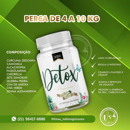 Imagem 2 de 3 de Kit Fit Max Slim + Detox 30 Cápsulas Cada