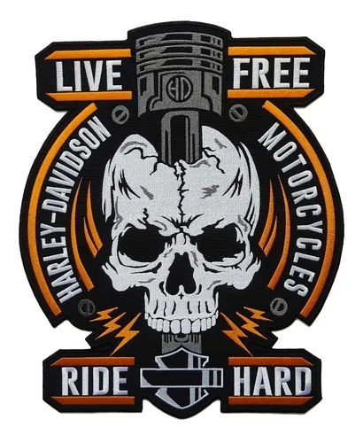 Parche Bordado Live Free Ride Hard Harley Davidson Motorcycl