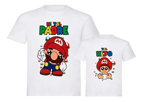 Camiseta Papá Hijo Mario Bros Camiseta Día Del Padre | Cuotas sin interés