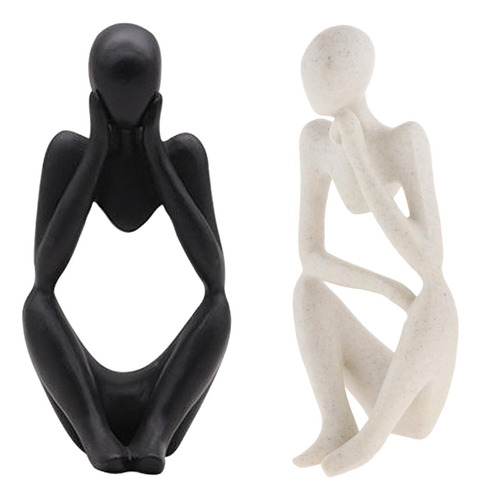 2pcs Estatuas Abstractas Modernas Escultura Resina Pensador