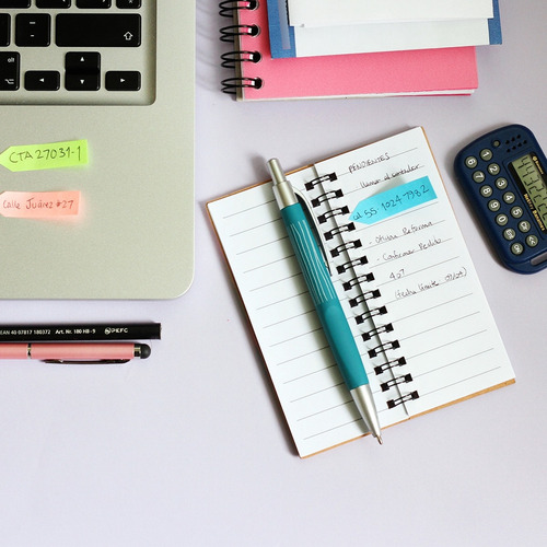 Post It Notas Adhesivas, Kit Ecologico Con Regla 50 Pzs
