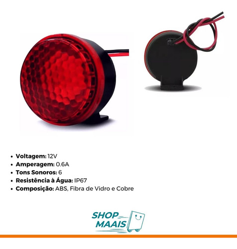 Kit Com 4 Sirenes Piezo Led Vermelho 6 Tons 12v-ré Universal
