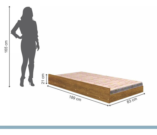 Cama Auxiliar 100% Mdf Solteiro 23cmx188cmx88cm Yp
