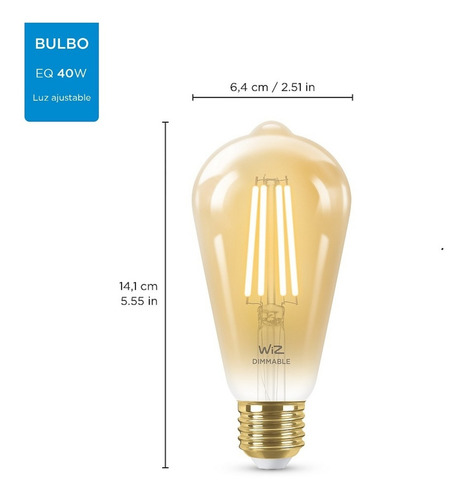 Lampara Led Wiz Wifi Filamento Edison E27 6.9w