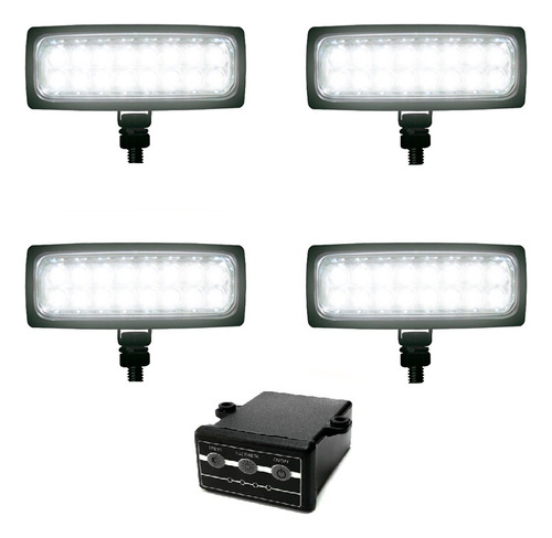 Estrobo Com 4 Faról 12v Led Branco Milha Auxi Carro Moto