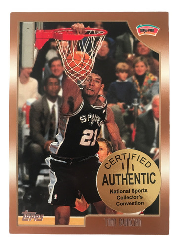 Tim Duncan Rc Topps #49 1998 Rookie Card Tarjeta De Novato
