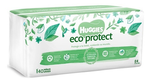 Pañales Desechables Huggies Eco Protect Etapa 4 Unisex 40pzs Género Sin Género Talla 9-12 Kg