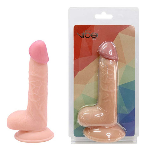 Pene realista con ventosa y glande de 18,5 cm