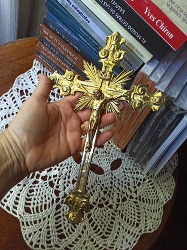 Imagen 4 de 7 de Crucifijo Cruz Con Cristo En Bronce 27 Cm Para Pared