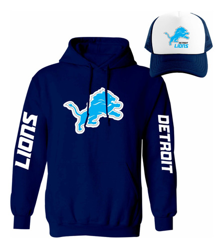 Kit Sudadera + Gorra Sublimada Mod Nfl Detroit Lions