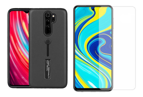 Combo Protector Con Agarre + Vidrio Templado Xiaomi Note 9s