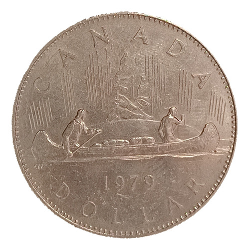 Canadá 1 Dólar 1979 Excelente Km 120.1 Barco Canoa