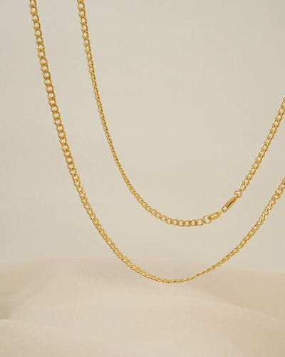 Imagen 8 de 9 de Cubana De 65cm + Dije Madero Pequeño En Oro Laminado 18k