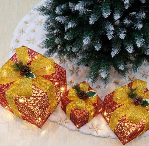 Pack 3 Cajas Navideñas Led Decoración Árbol Living Navidad