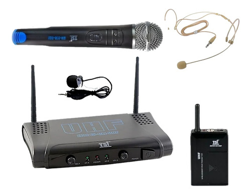 Kit Microfone Sem Fio Tsi Ms 215 Cli-uhf Mão /cabeça /lapela