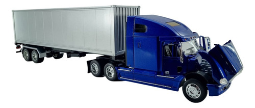 Tráiler Freightliner Columbia Esc. 1:32 Caja Seca Welly Azul, Plateado