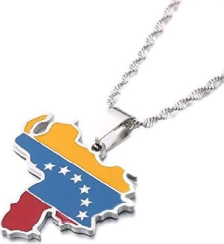 Collar Con Colgante De Bandera De Mapa De Venezuela, Joyer 
