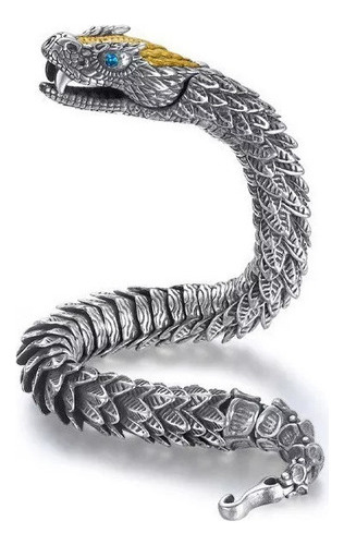 Pulsera De Serpiente Real Hecha A Mano De Plata 925 Con Perl