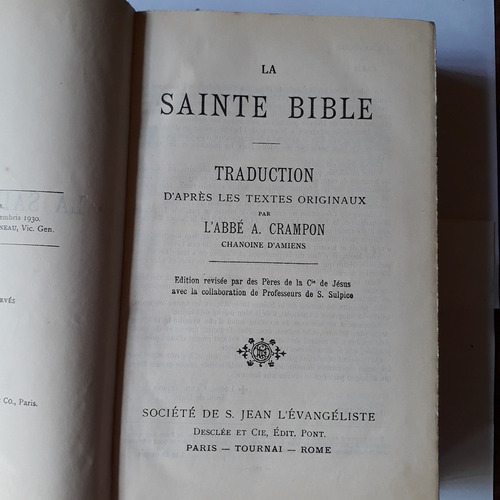 La Sainte Bible L'abbe A. Crampon