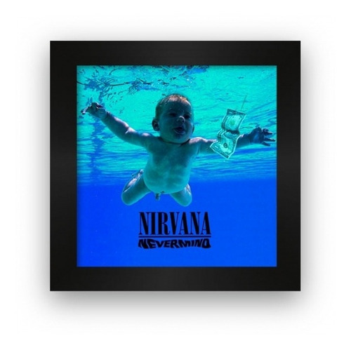 Quadro Azulejo Com Moldura Nirvana Nevermind Cor Branco Cor da armação Preto