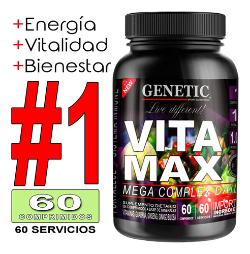 Vita Max Genetic Ginseng Ginkgo Guaraná Vitaminas Minerales