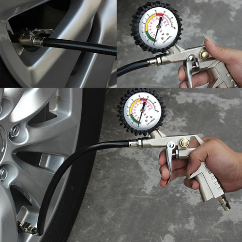 Calibrador De Pneus Com Manômetro 220 Psi Inflador Manual Com Mangueira Metal Borracharia Oficina Carro Moto Compressor Ar Ferramenta Medidor Pressão Vbs Brasil Profissional