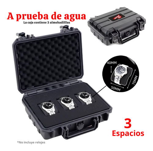 Estuche Para 3 Relojes Caja A Prueba De Golpes Agua De Viaje