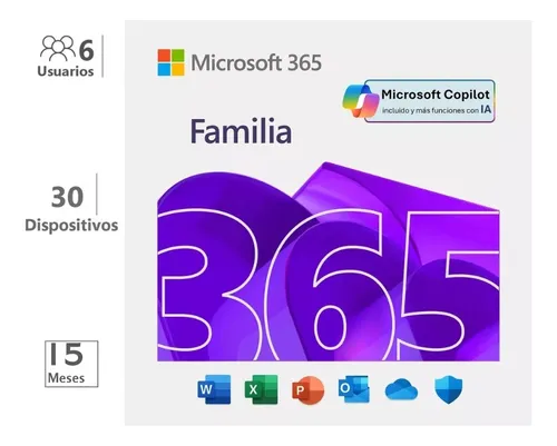 Microsoft Office 365 Familia 6 Usuarios 15 Meses