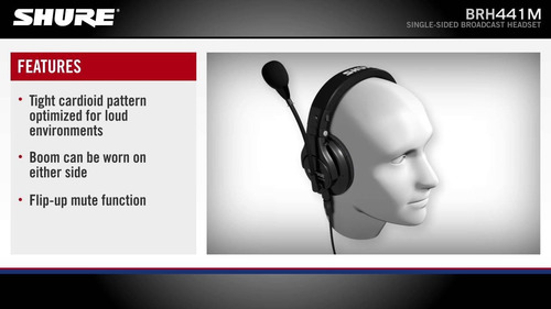 Imagen 3 de 4 de Auricular Shure De Radiodifusión Y Producción C/ Mic Brh441m