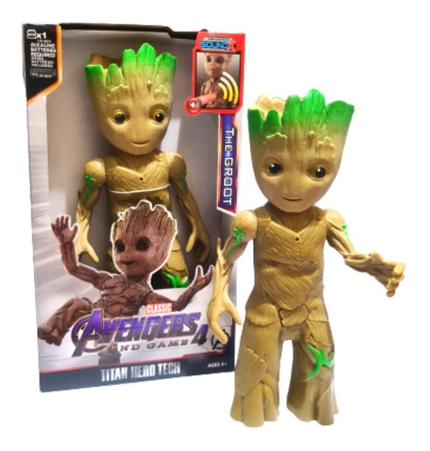 Boneco Groot Vingadores Articulado Avangers 30cm C/som E Led