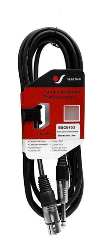 Cable Microfono Venetian Canon Plug 3 Metros Musicapilar