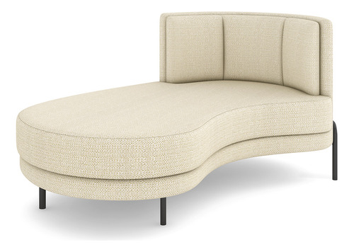 Sofá Chaise Longue Sala Living Lucca Esquerdo Linho Creme