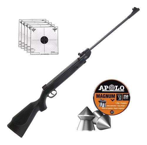 Imagen 5 de 10 de Rifle Aire Comprimido 5,5 Mm B2-4p Castor Black Balines