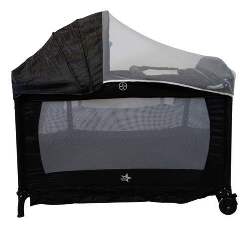 Cuna Corral Para Bebé Starkids Galaxis Portátil Mecedora Color Negro Diseño De La Tela Liso