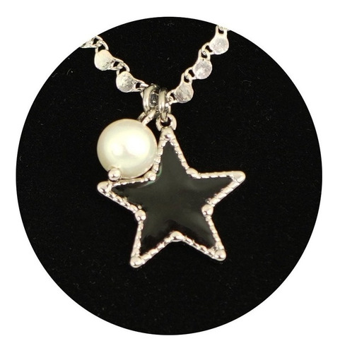 Cadena Collar Dije Estrella Perla Oro 18k Colgante Joyeria