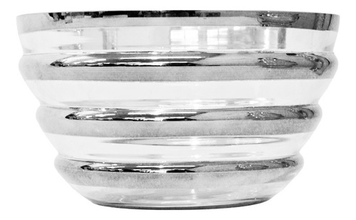 Bowl De Cristal Transparente Diseño Lineas En Color 22x13cm