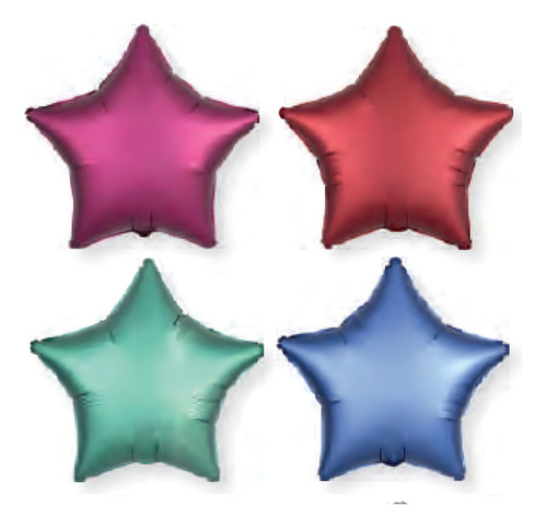 10 Globos Estrella Cromadas Chrome Satinadas 19 47.5 Cm