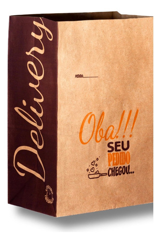 Saco Kraft Para Delivery Menu Sem Alça Médio 34x24x14,5 C/50