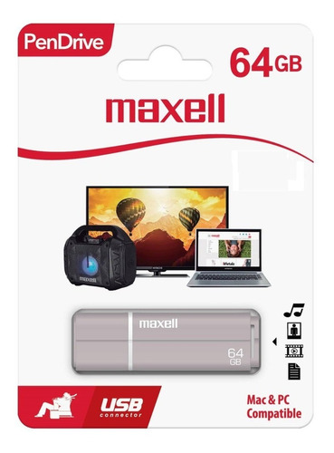 Memoria Usb 64 Gb Maxell Pen Drive Gris Practica 